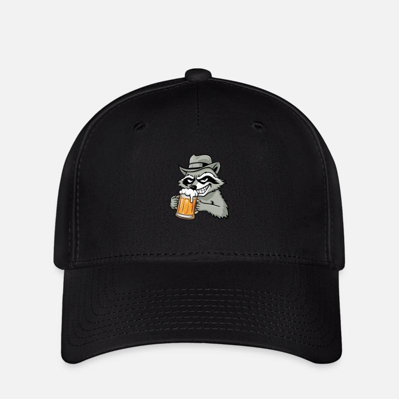 Raccoon and Beer Gift - Flexfit Cap - black