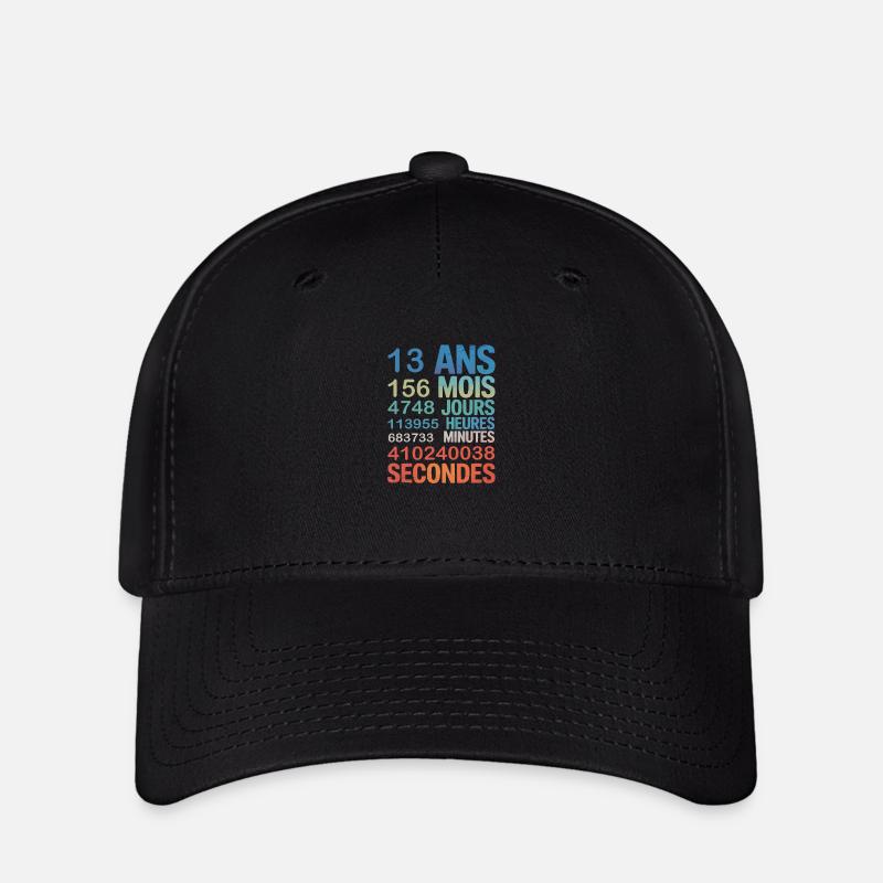 13 ans en secondes – Design Anniversaire Fun - Casquette Flexfit - noir