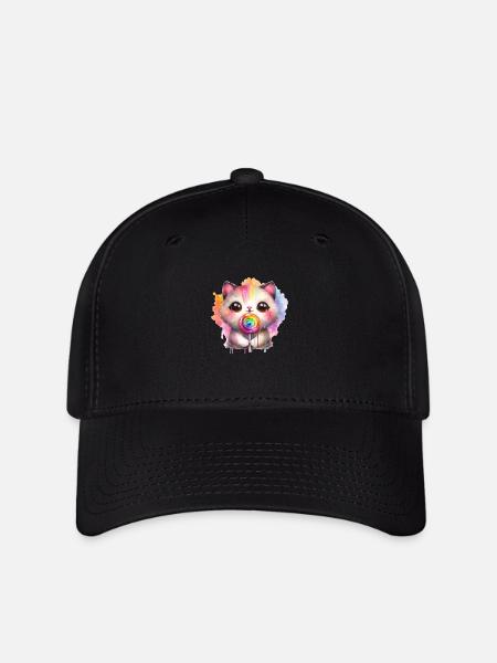 Kitty Kat with Lollipop - Flexfit Cap - black