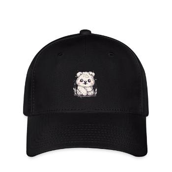 Cute Kawaii Fluffy White Animal Adorable Eyes - Flexfit Cap - black - Front
