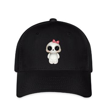 cute skull with pink bow - Flexfit Cap - black - Front