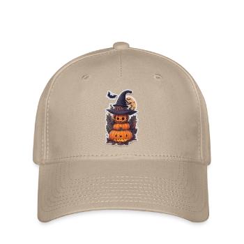 Helloween Kürbis Monster - Flexfit Cap - Khaki - Vorne