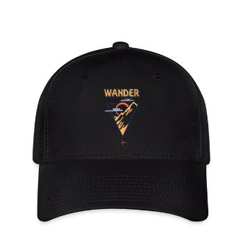 Berg Sonne Wolken - Wandern Motiv - Flexfit Cap - Schwarz - Vorne