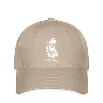 Wikingersymbol eines weißen Drakkar - Flexfit Cap - Khaki - Vorne