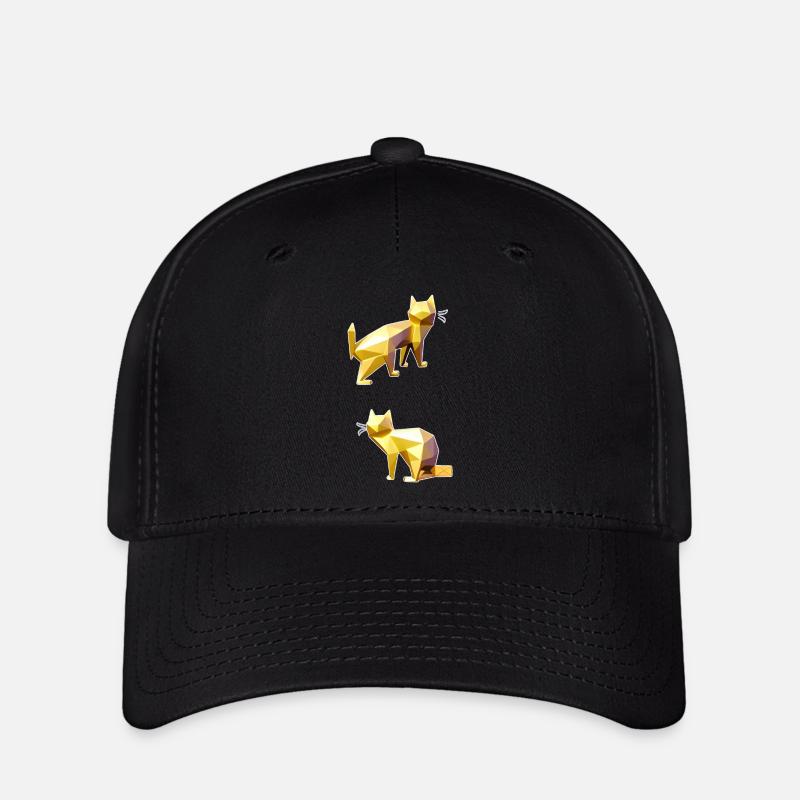 Illustrazione delle facette dei gatti poligonali dorati - Flexfit Cap - nero