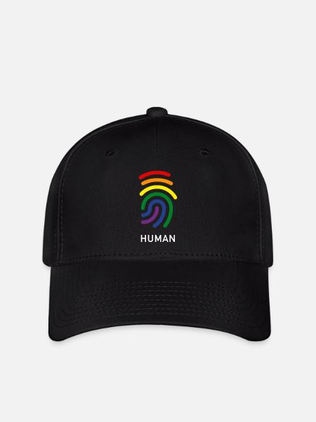 Rainbow Fingerprint "HUMAN" - Flexfit Cap - Schwarz