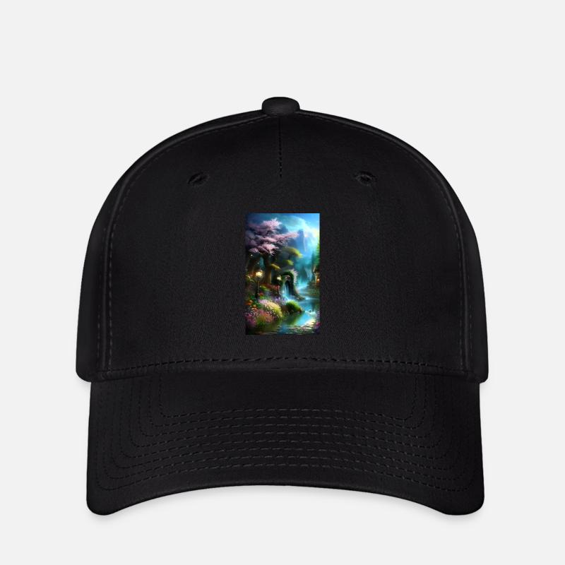Ätherisches Fantasiehaus in der Natur - Flexfit Cap - Schwarz
