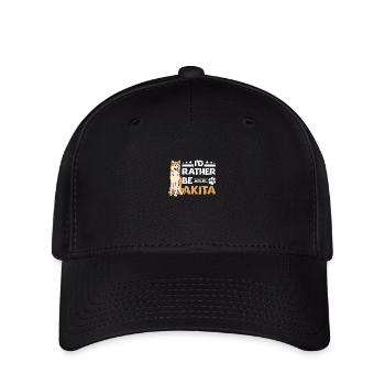 I'd rather be with my akita - Flexfit Cap - Schwarz - Vorne