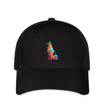 German Shepherd Low Poly Art Desing Colorful - Flexfit Cap - black - Front
