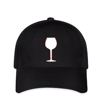 Wein Weinglas Alkohol vin wine Rotwein Gastro - Flexfit Cap - Schwarz - Vorne