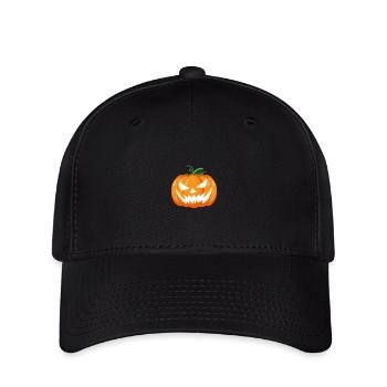 Halloween-Kürbis - Flexfit Cap - Schwarz - Vorne