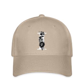 Lettre i floral noir et blanc - Casquette Flexfit - kaki - Devant