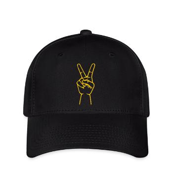 Signe de paix de la main - Casquette Flexfit - noir - Devant