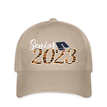 Senior 2023 Tiger Skin Graduated Graduation Gift - Flexfit Cap - khaki - Front