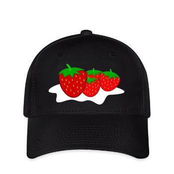 Fraises à la crème fouettée - Casquette Flexfit - noir - Devant