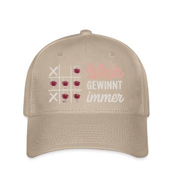 Le vin gagne toujours Morpion Drôle de proverbe - Casquette Flexfit - kaki - Devant