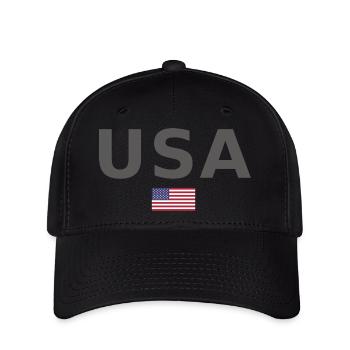 TEAM USA amerikanische Flagge Fahne unter Schrift - Flexfit Cap - Schwarz - Vorne