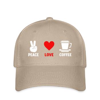 Frieden Liebe Kaffee - Flexfit Cap - Khaki - Vorne