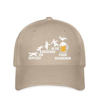 Gepflegt Ein Bierchen In Die Figut Schrauben - Flexfit Cap - Khaki - Vorne