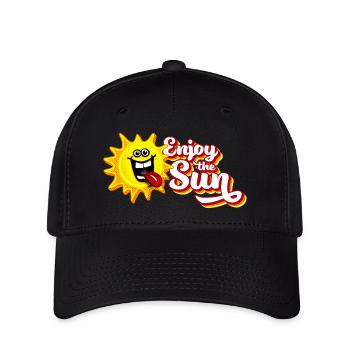 Enjoy the sun / Summer feeling / Retro-Look - Flexfit Cap - Schwarz - Vorne