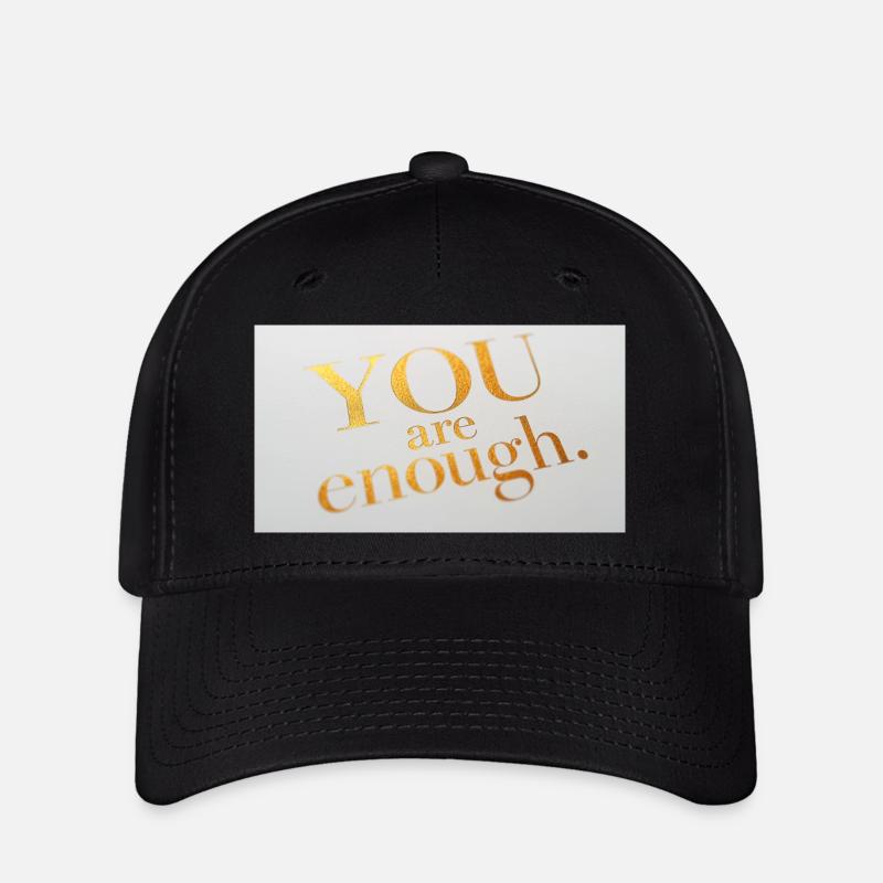Motivational Gold Foil Text Print - Flexfit Cap - black