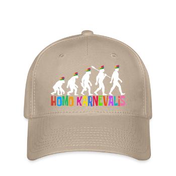 Homo Karnevalis | Evolution der Narren, Fastnacht - Flexfit Cap - Khaki - Vorne