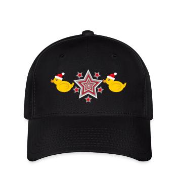 Enten mit Sternen zur Weihnachtszeit. - Flexfit Cap - Schwarz - Vorne