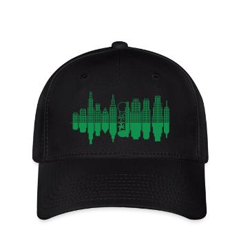 Skyline de ville + un arbre - Vert - Casquette Flexfit - noir - Devant