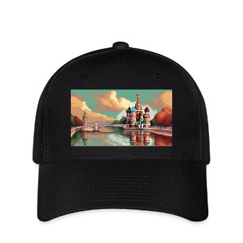 St. Basil's Cathedral, Moscow, Russia - Pixel Art - Flexfit Cap - black - Front