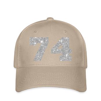74 Silver Glitter - 74 Birthday - Flexfit Cap - khaki - Front