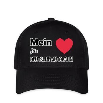 Mon cœur pour l’autoroute allemande - Casquette Flexfit - noir - Devant