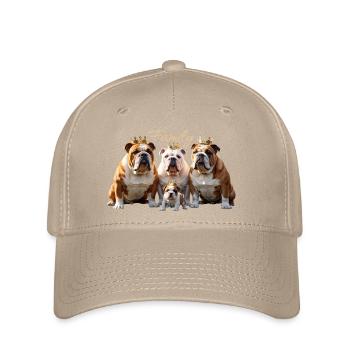 Old english Bulldog Familie mit krone - Flexfit Cap - Khaki - Vorne