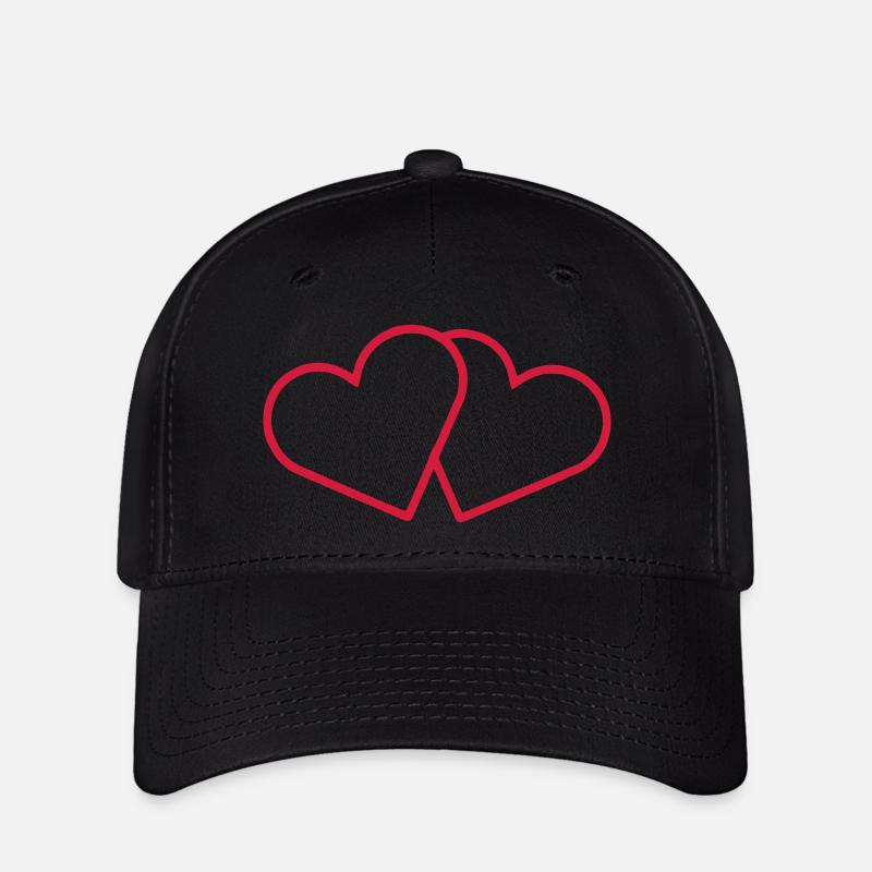 2 coeurs - Casquette Flexfit - noir