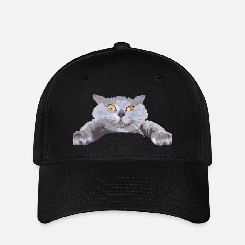 Chat - - Casquette Flexfit - noir