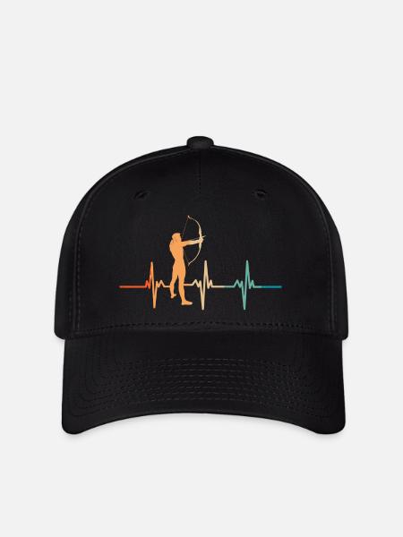 Herzschlag beim Bogenschießen - Flexfit Cap - Schwarz