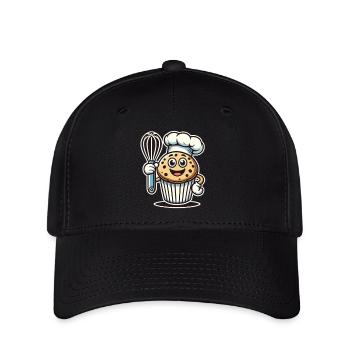 Dessin animé de muffins de cuisson drôle - Casquette Flexfit - noir - Devant