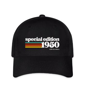 75. Geburtstag Geschenk: 1950 Vintage Retro Shirt - Flexfit Cap - Schwarz - Vorne