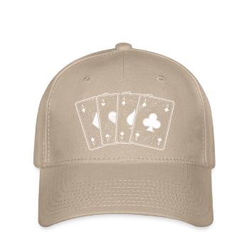 Karo Herz Pik Kreuz Ass Karten Poker Skat Rommee - Flexfit Cap - Khaki - Vorne
