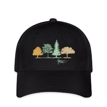 Wald Baum Free Natur Mischwald Herbst Illustration - Flexfit Cap - Schwarz - Vorne