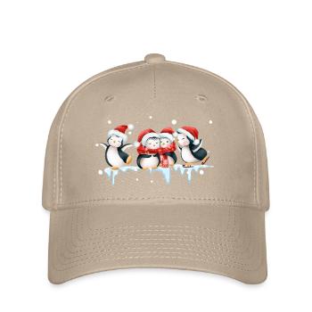 Lustige Pinguin Weihnachten - Flexfit Cap - Khaki - Vorne