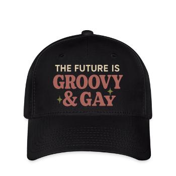 Groovy Pride Retro Égalité Queer Histoire - Casquette Flexfit - noir - Devant