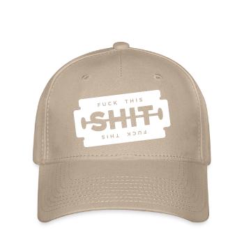 Scheiß auf diese Scheiße, Rasierklinge, - Flexfit Cap - Khaki - Vorne