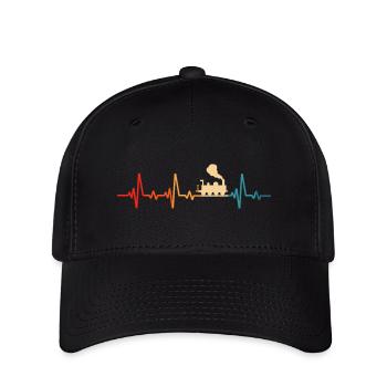 modelleisenbahn retro eisenbahn lokomotive - Flexfit Cap - Schwarz - Vorne