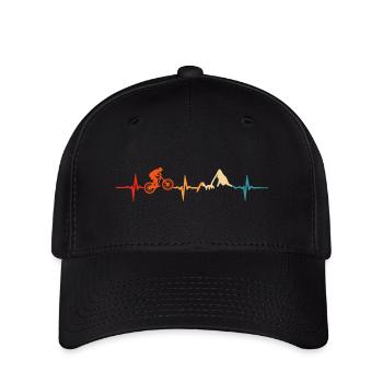Mountainbike Herzschlag MTB Downhill - Flexfit Cap - Schwarz - Vorne
