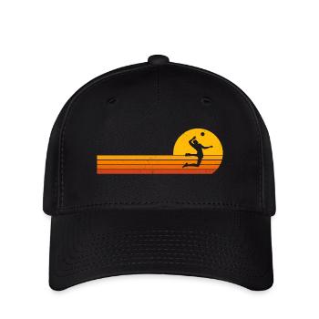 Volleyball Retro Sunrise Volleyballer - Flexfit Cap - Schwarz - Vorne