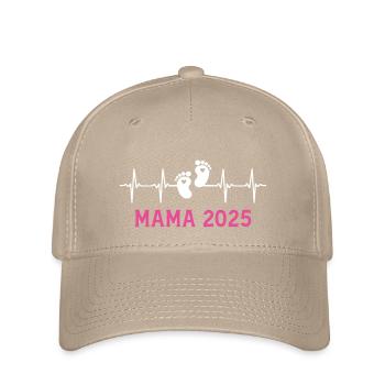 Maman 2025 Battement de cœur Femme enceinte - Casquette Flexfit - kaki - Devant