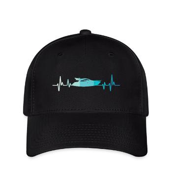 Boot herzschlag Retro Yacht kapitän - Flexfit Cap - Schwarz - Vorne
