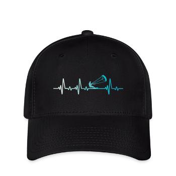 Kitesurfing Retro Heartbeat Kitesurfer - Flexfit Cap - black - Front