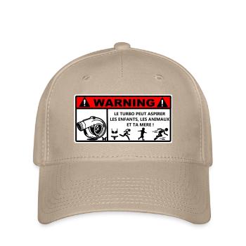 Turbo humorvolle Warnung - Flexfit Cap - Khaki - Vorne