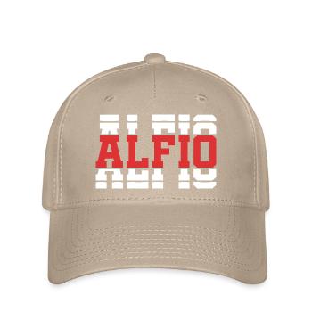 Alfio t-shirt gift idea stacked text - Flexfit Cap - khaki - Front